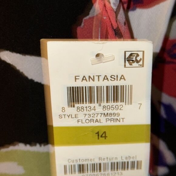 Inc International Concepts  Black Floral Handkerchief-Hem Fit & Flare Dress - Picture 6 of 7